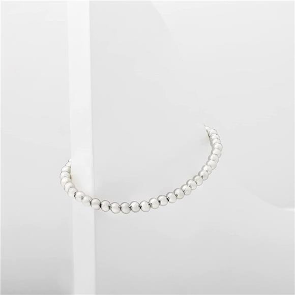 14K Gold Plated Bead Chain Adjustable Bracelet for Women White Gold Plated - Picture 2 of 5